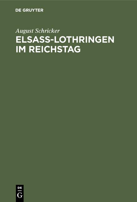 Cover-Bild Elsass-Lothringen im Reichstag