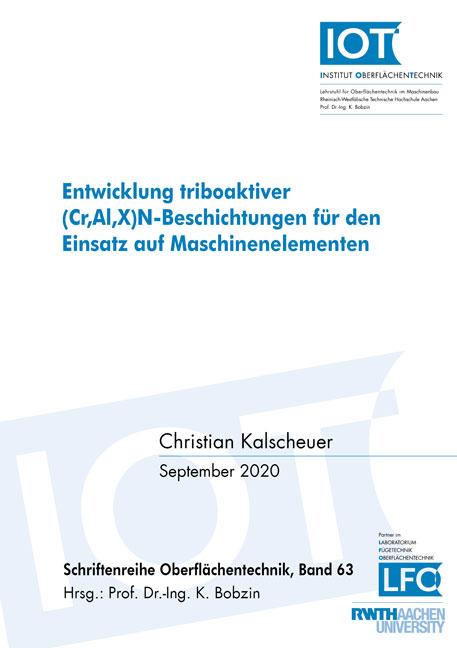 Cover-Bild Entwicklung triboaktiver (Cr,Al,X)N-Beschichtungen für den Einsatz auf Maschinenelementen