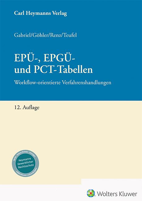 Cover-Bild EPÜ-, EPGÜ- und PCT-Tabellen