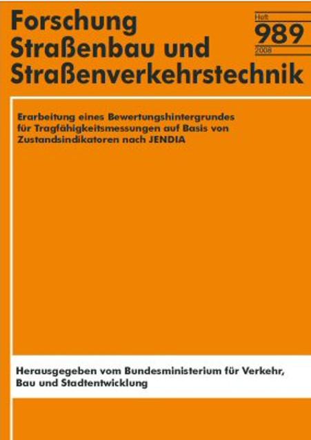Cover-Bild Erarbeitung eines Bewertungshintergrundes für Tragfähigkeitsmessungen auf Basis von Zustandsindikatoren nach JENDIA