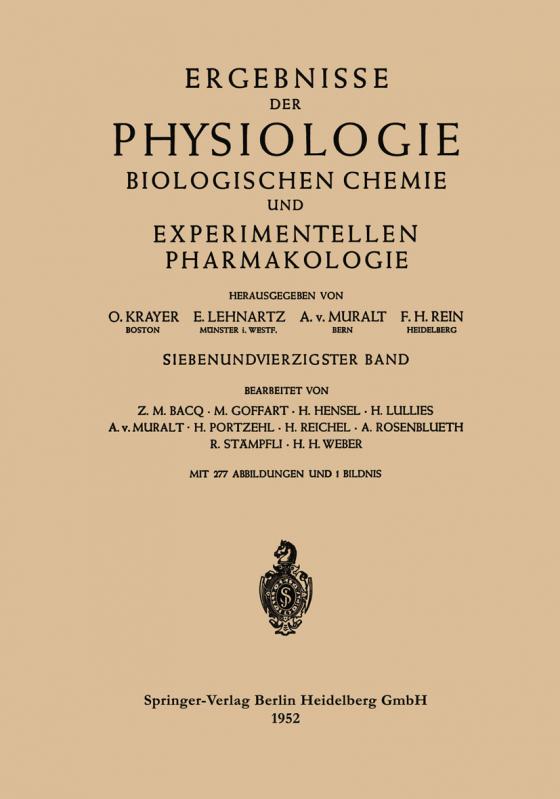 Cover-Bild Ergebnisse der Physiologie Biologischen Chemie und Experimentellen Pharmakologie