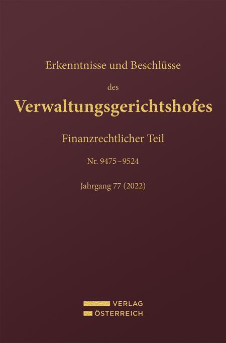 Cover-Bild Erkenntnisse und Beschlüsse des Verwaltungsgerichtshofes