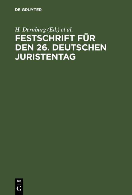 Cover-Bild Festschrift für den 26. Deutschen Juristentag