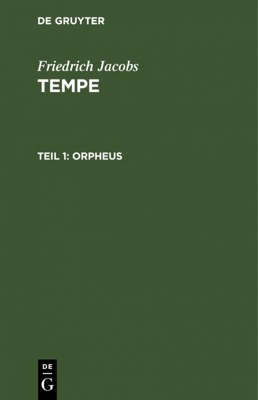 Cover-Bild Friedrich Jacobs: Tempe / Orpheus