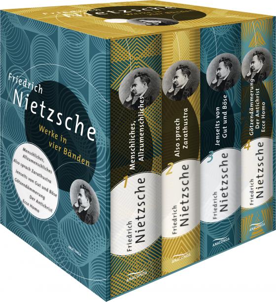 Cover-Bild Friedrich Nietzsche, Werke in vier Bänden (Menschliches, Allzu Menschliches - Also sprach Zarathustra - Jenseits von Gut und Böse - Götzendämmerung/Der Antichrist/Ecce Homo) (4 Bände im Schuber)