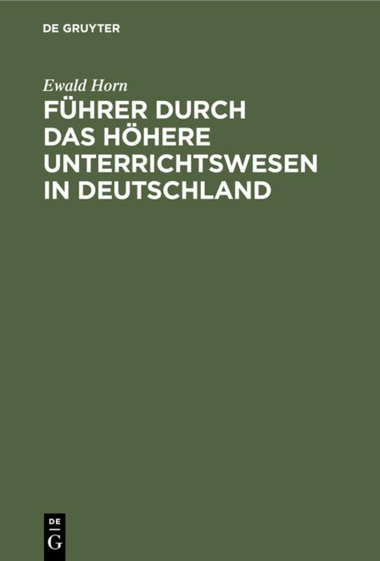 Cover-Bild Führer durch das Höhere Unterrichtswesen in Deutschland