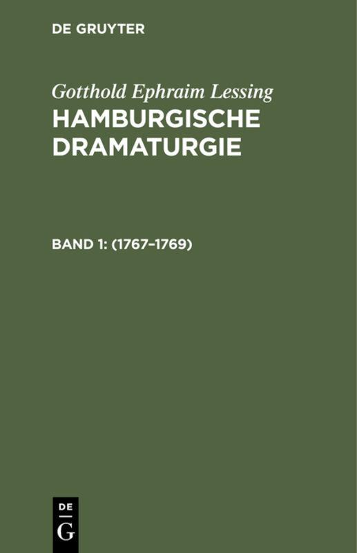 Cover-Bild G. E. Lessing: Lessing’s Werke / Hamburgische Dramaturgie: 1767–1769, Band 1/2