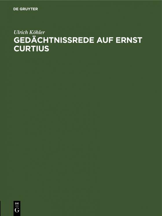 Cover-Bild Gedächtnissrede auf Ernst Curtius