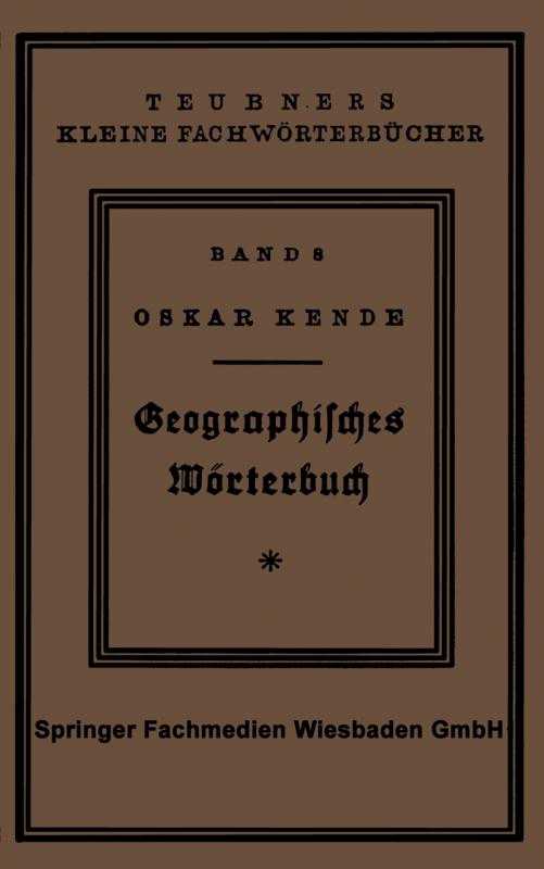 Cover-Bild Geographisches Wörterbuch