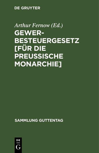 Cover-Bild Gewerbesteuergesetz [für die Preussische Monarchie]