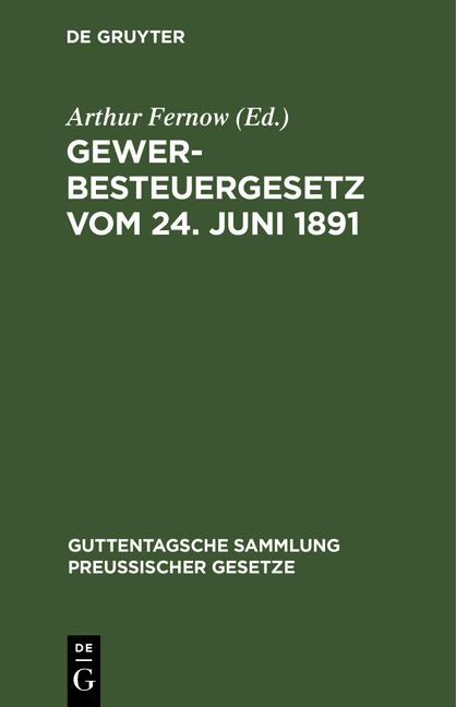 Cover-Bild Gewerbesteuergesetz vom 24. Juni 1891