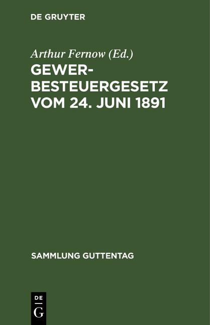 Cover-Bild Gewerbesteuergesetz vom 24. Juni 1891