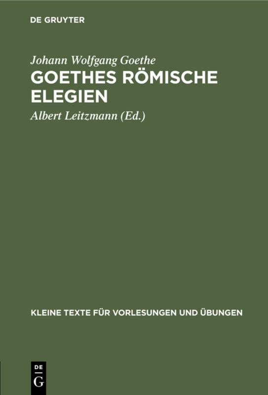 Cover-Bild Goethes römische Elegien