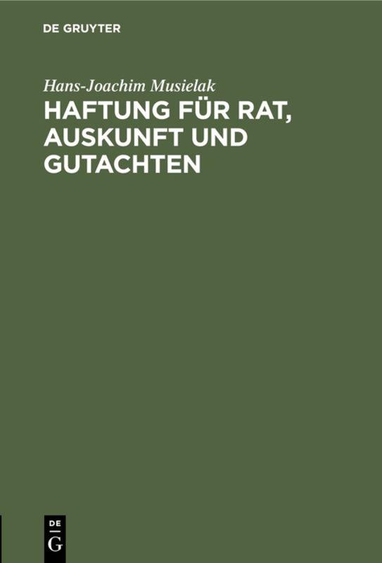 Cover-Bild Haftung für Rat, Auskunft und Gutachten