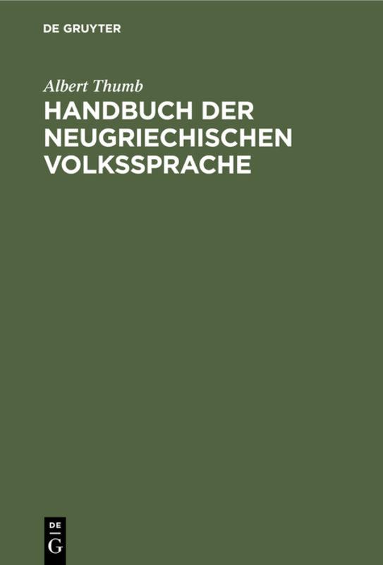 Cover-Bild Handbuch der neugriechischen Volkssprache