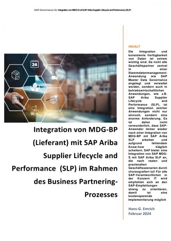 Cover-Bild Handbuch für die Integration von MDG-BP (Lieferant) mit SAP Ariba Supplier Lifecycle and Performance (SLP) im Rahmen des Business Partnering-Prozesses
