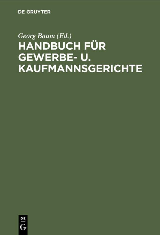 Cover-Bild Handbuch für Gewerbe- u. Kaufmannsgerichte