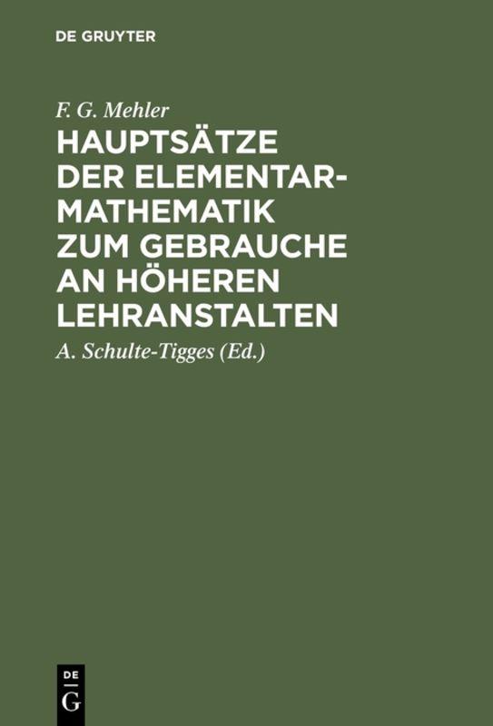 Cover-Bild Hauptsätze der Elementar-Mathematik zum Gebrauche an höheren Lehranstalten