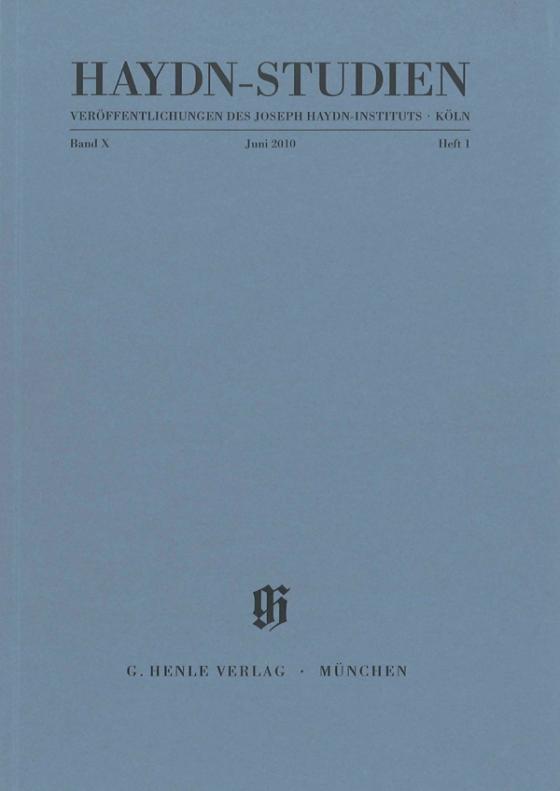 Cover-Bild Haydn-Studien. Veröffentlichungen des Joseph Haydn-Instituts Köln, Band X, Heft 1, Juni 2010