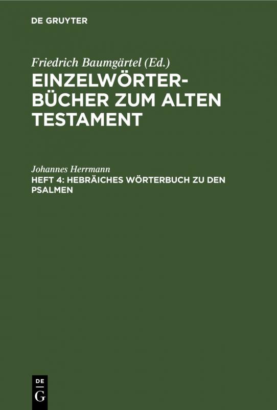 Cover-Bild Hebräiches Wörterbuch zu den Psalmen