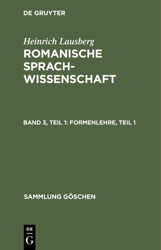 Cover-Bild Heinrich Lausberg: Romanische Sprachwissenschaft / Formenlehre, Teil 1