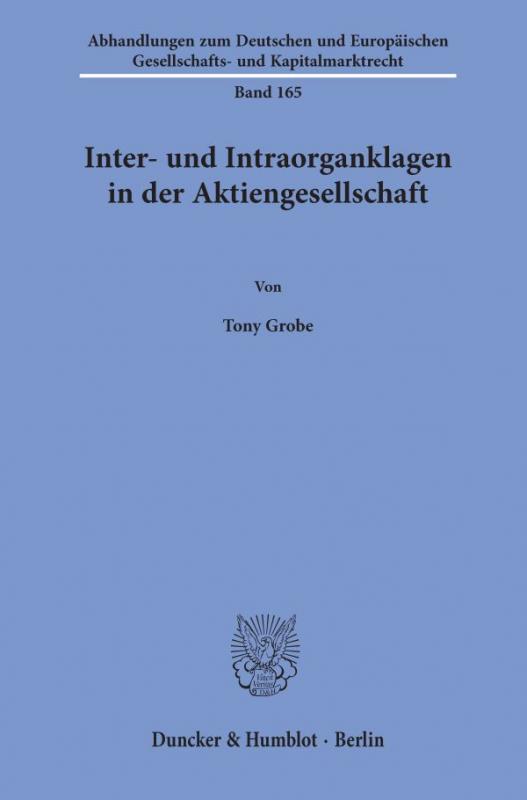 Cover-Bild Inter- und Intraorganklagen in der Aktiengesellschaft.