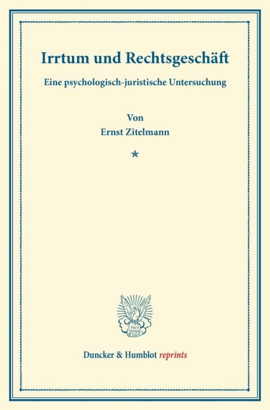 Cover-Bild Irrtum und Rechtsgeschäft.