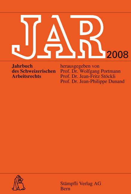 Cover-Bild JAR. Jahrbuch des schweizerischen Arbeitsrechts / JAR 2008. Übersicht über das Jahr 2007.