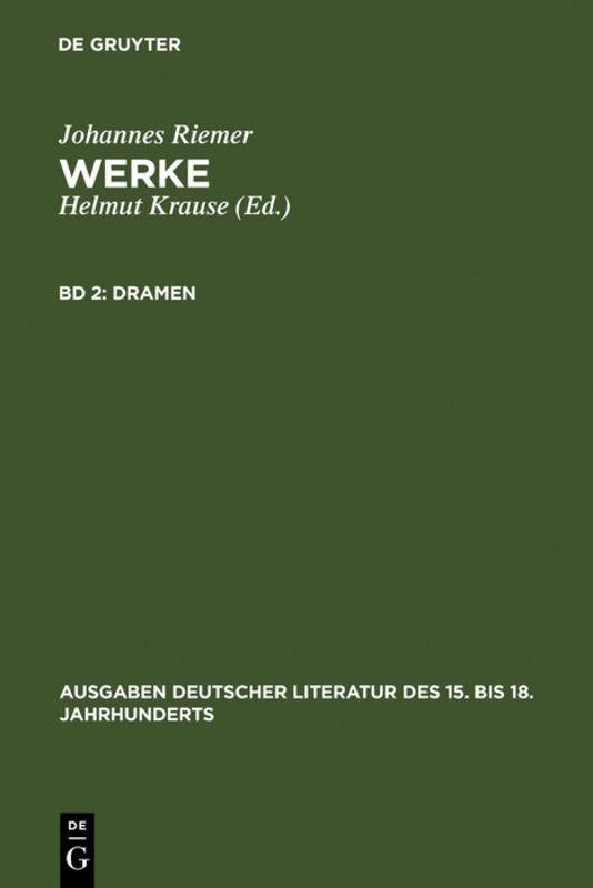 Cover-Bild Johannes Riemer: Werke / Dramen