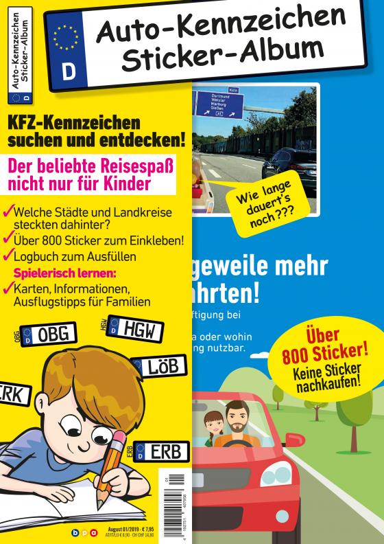 Cover-Bild Kinder-Reisespiel KFZ-Kennzeichen Sticker-Sammelalbum fürs Handgepäck, Mitmachbuch für die Ferien, Ratespaß unterwegs auf Reisen, Beschäftigung für Kinder bei langen Autofahrten