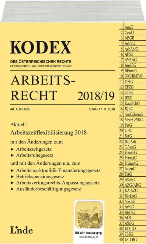 Cover-Bild KODEX Arbeitsrecht 2018/19