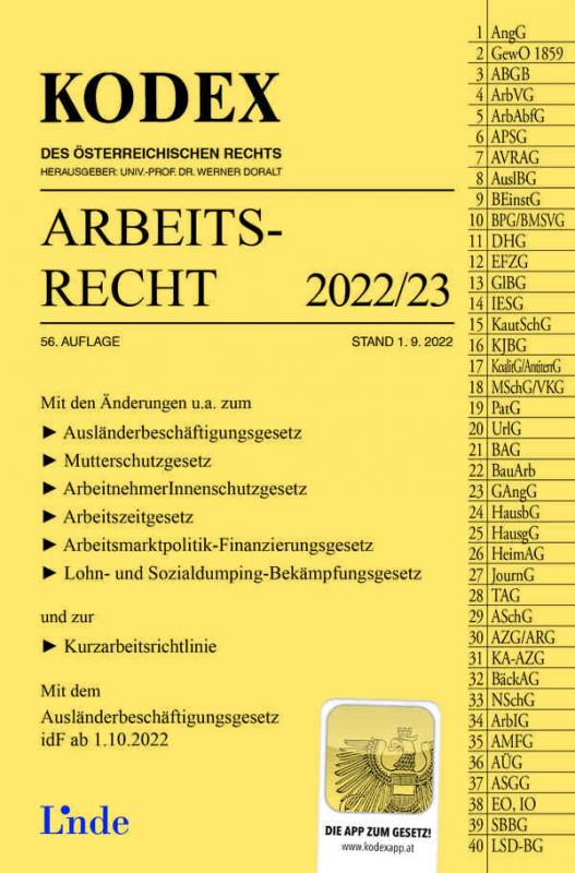Cover-Bild KODEX Arbeitsrecht 2022/23