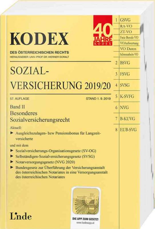 Cover-Bild KODEX Sozialversicherung 2019/20, Band II