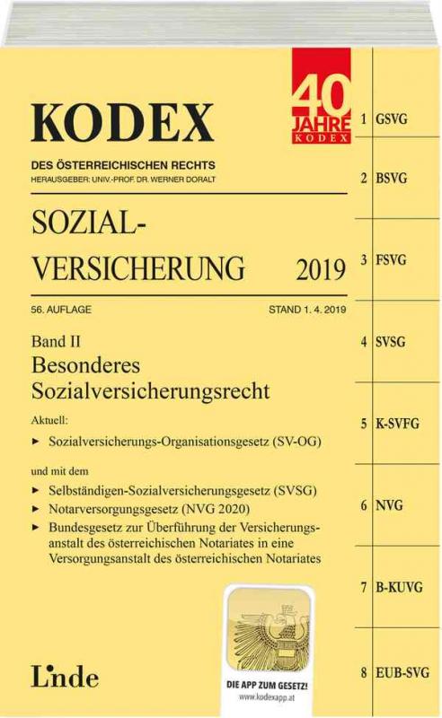 Cover-Bild KODEX Sozialversicherung 2019, Band II