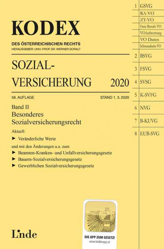 Cover-Bild KODEX Sozialversicherung 2020, Band II