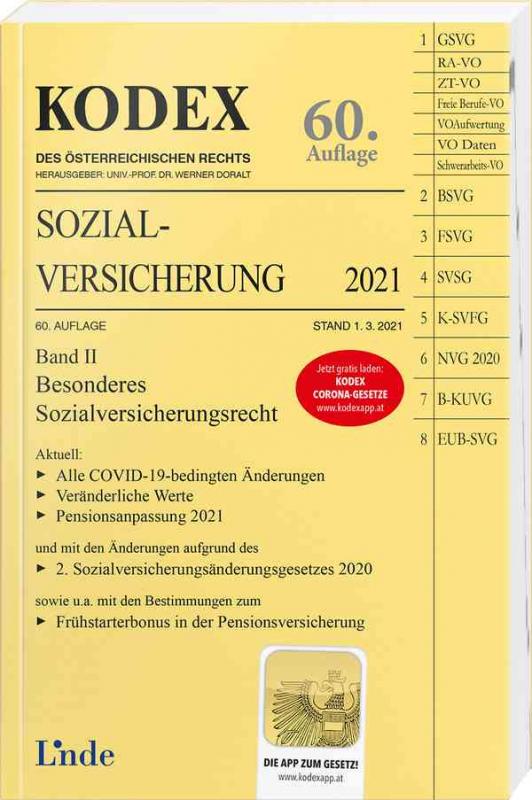 Cover-Bild KODEX Sozialversicherung 2021, Band II