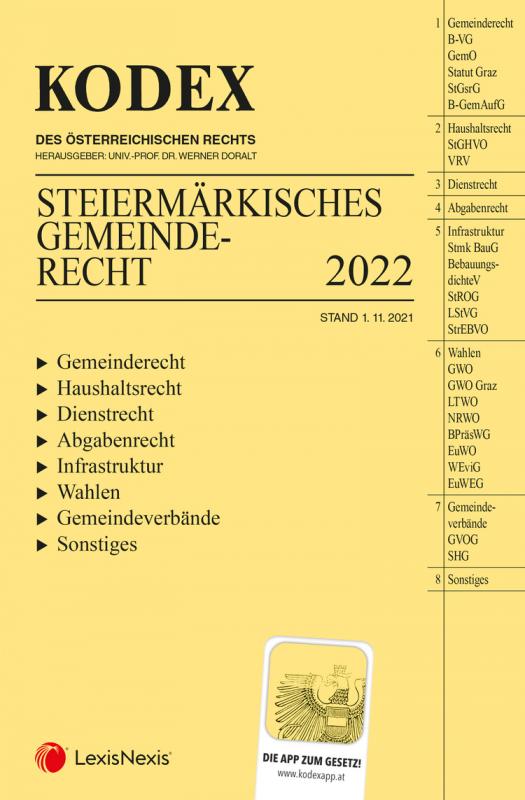 Cover-Bild KODEX Steiermärkisches Gemeinderecht 2022 - inkl. App
