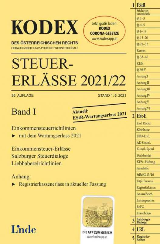 Cover-Bild KODEX Steuer-Erlässe 2021/22, Band I