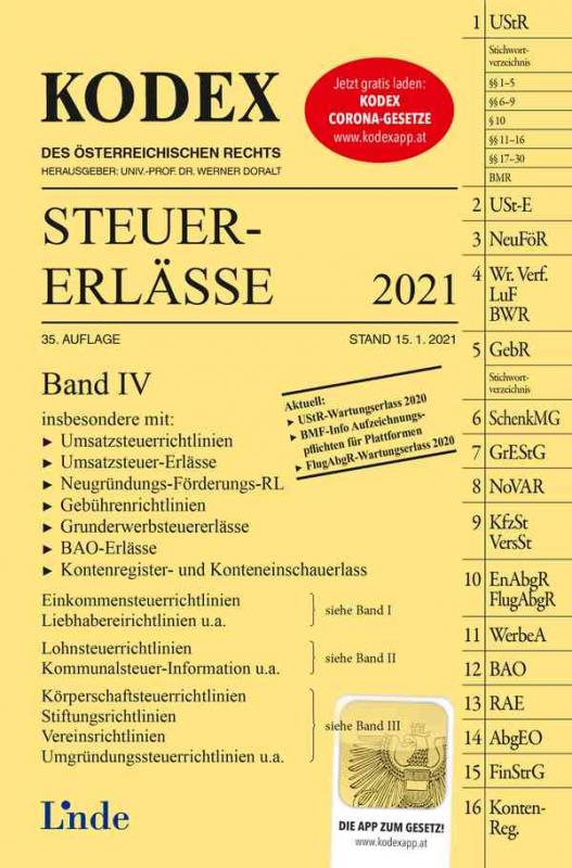 Cover-Bild KODEX Steuer-Erlässe 2021, Band IV