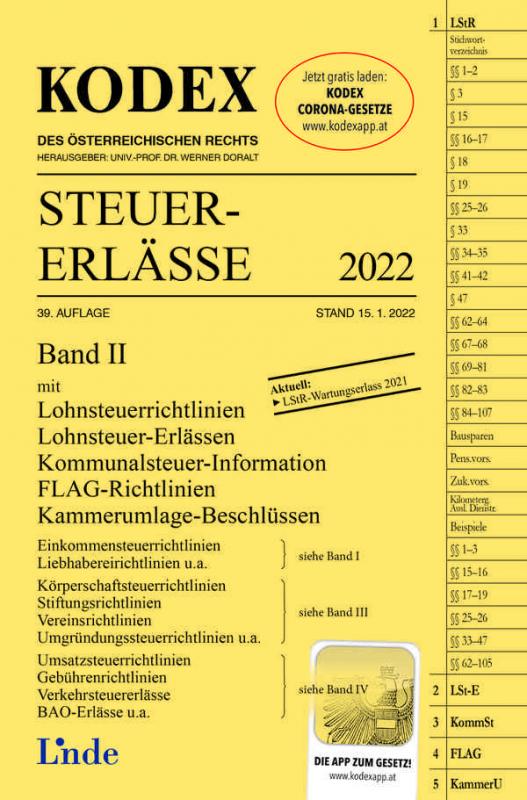 Cover-Bild KODEX Steuer-Erlässe 2022, Band II