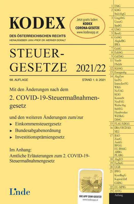Cover-Bild KODEX Steuergesetze 2021/22