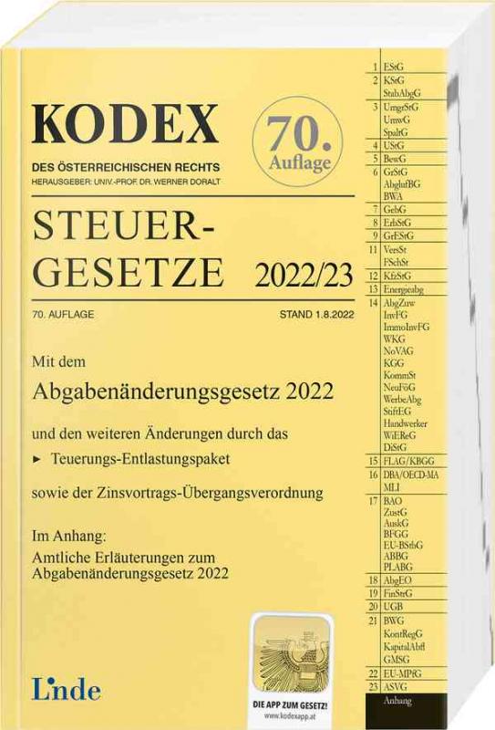 Cover-Bild KODEX Steuergesetze 2022/23