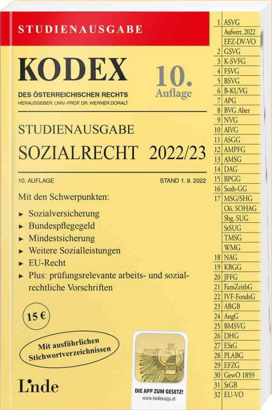 Cover-Bild KODEX Studienausgabe Sozialrecht 2022/23
