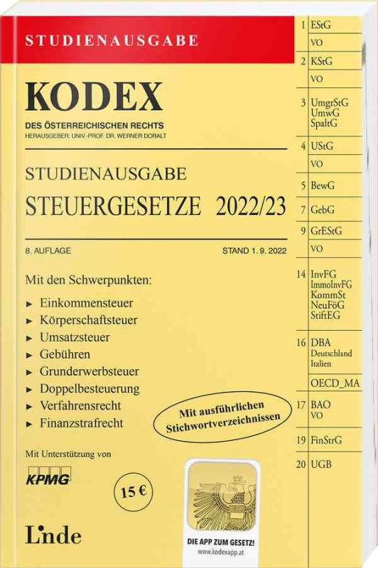 Cover-Bild KODEX Studienausgabe Steuergesetze 2022/23