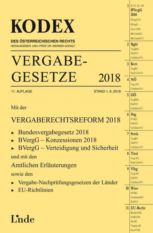Cover-Bild KODEX Vergabegesetze 2018