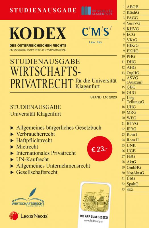 Cover-Bild KODEX Wirtschaftsprivatrecht Klagenfurt
