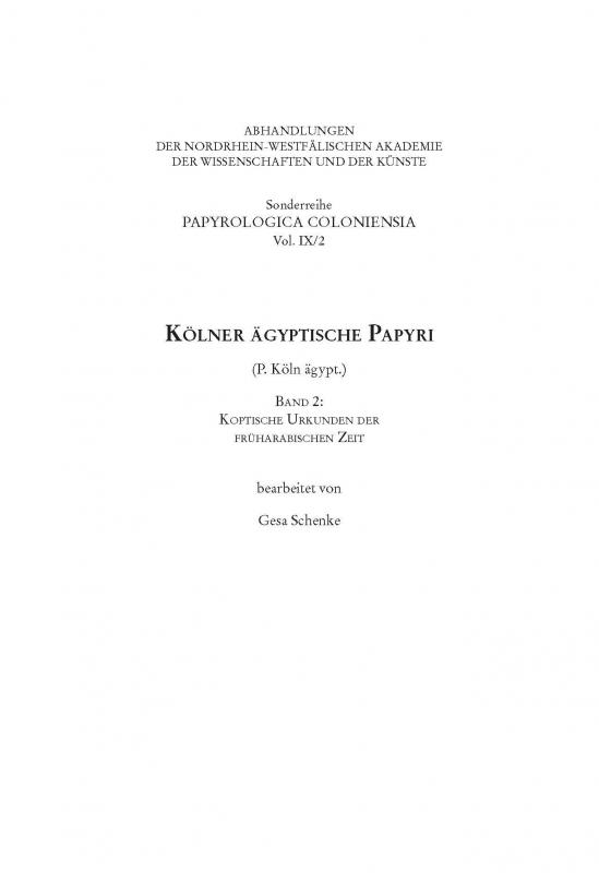 Cover-Bild Kölner ägyptische Papyri (P.Köln ägypt.)