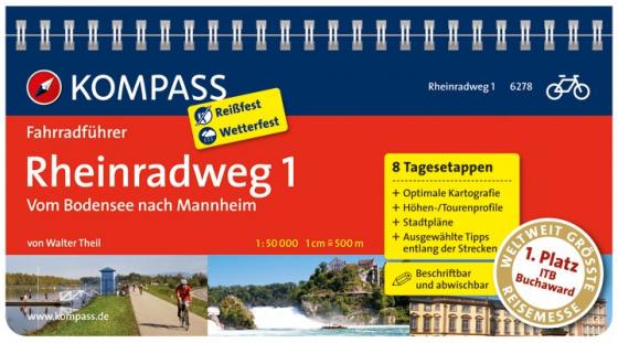 Cover-Bild KOMPASS Fahrradführer Rheinradweg 1, vom Bodensee nach Mannheim