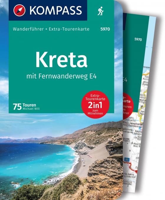 Cover-Bild KOMPASS Wanderführer Kreta mit Weitwanderweg E4, 75 Touren mit Extra-Tourenkarte