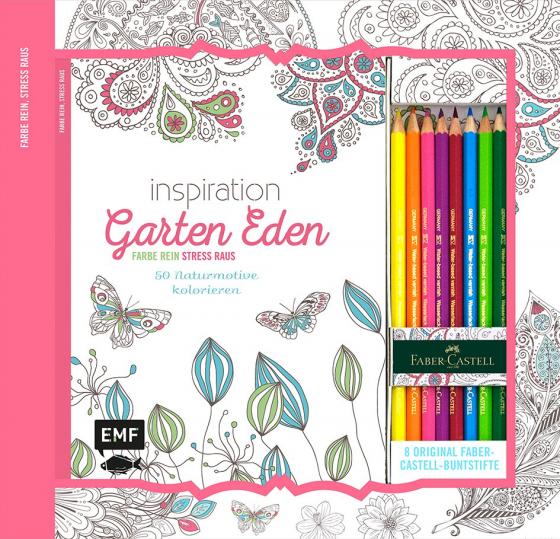 Cover-Bild Kreativ-Set Farbe rein, Stress raus: Inspiration Garten Eden: 50 Naturmotive kolorieren